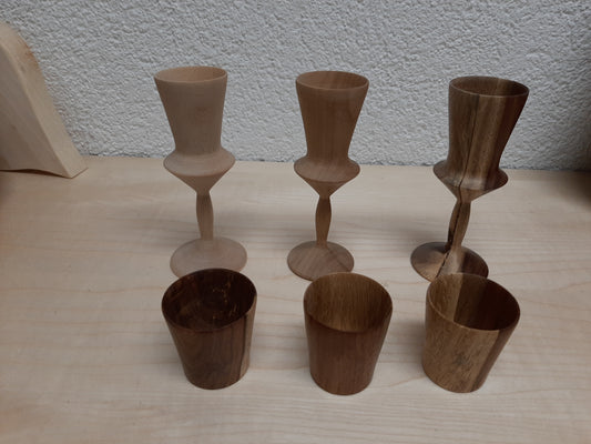 6-teiliges Set – Handgemachte Liqueur- & Schnapsgläser aus Holz